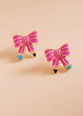 Pink Pencil Bow Earrings