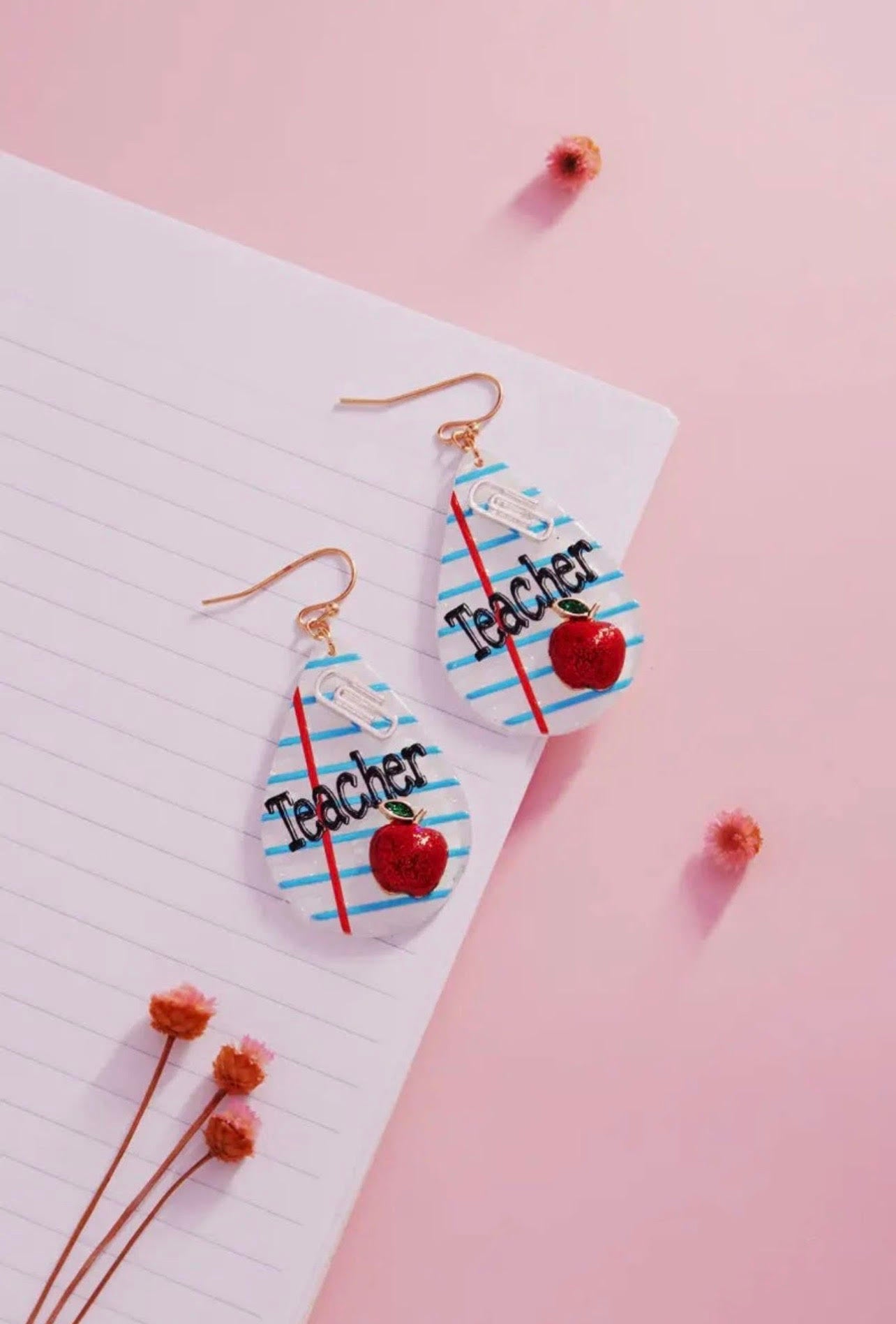 Teacher Paper Charm Earrings